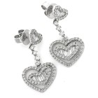 2.75Cts Round and Baguette Cut Diamond Heart Earrings
